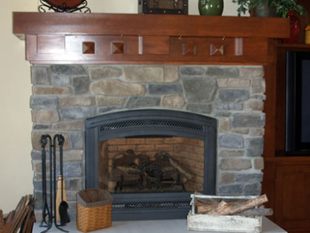 Family Room Stone Fireplace